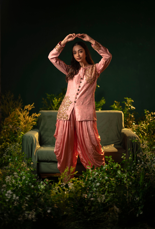 Antique Blush Dhoti Set